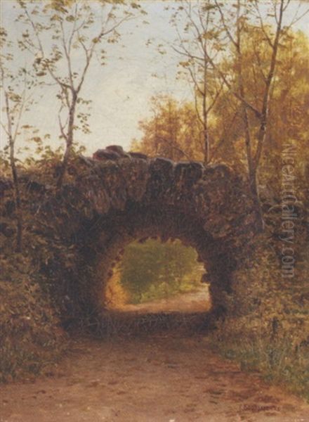 Old Stone Bridge Oil Painting by Gavril Pavlovich Kondratenko