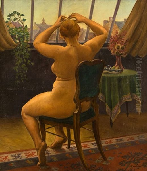 V Atelieru Oil Painting by Oldrich Konicek