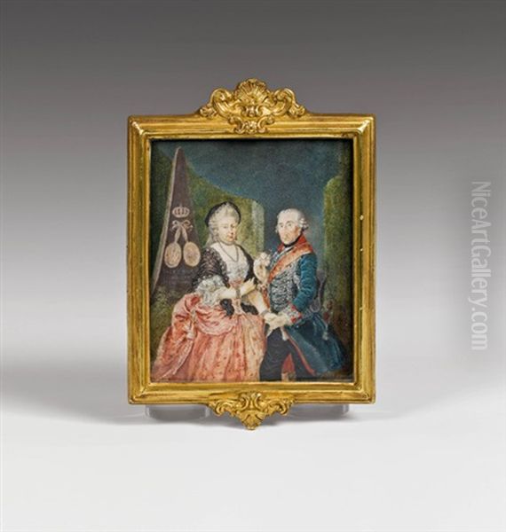 Friedrich Der Grose Und Seine Gemahlin Christine Von Braunschweig-beveren Oil Painting by Anton Friedrich Koenig