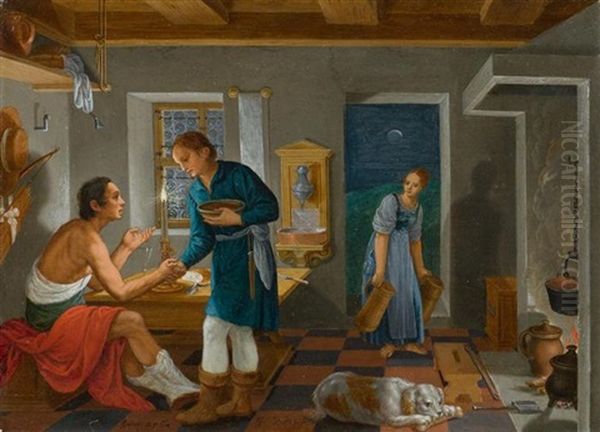 Esau Verkauft Sein Erstgeburtsrecht An Jakob Oil Painting by Johann (Hans) Konig