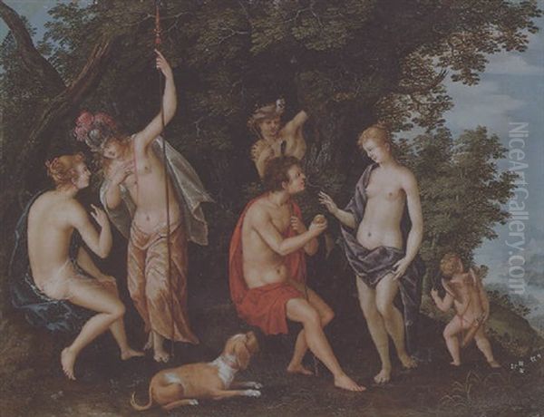 The Judgement Of Paris Oil Painting by Johann (Hans) Konig