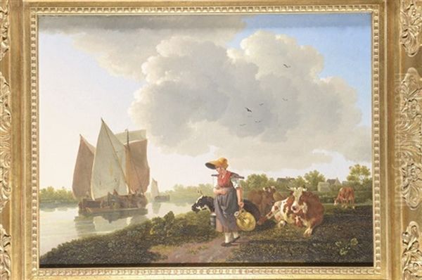 Vachere Pres D'un Fleuve Oil Painting by Leendert de Koningh