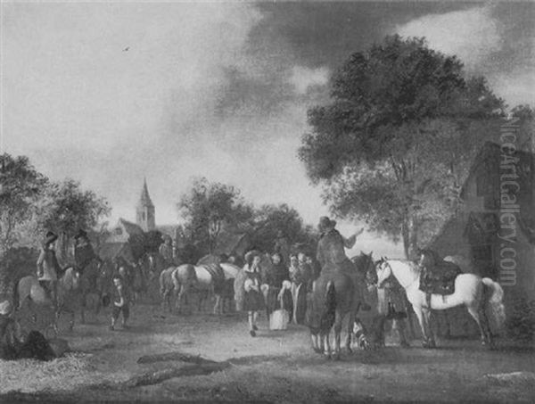 Place De Marche Animee De Personnages Oil Painting by Willem Gillisz Kool