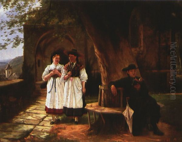 Der Kirchgang Oil Painting by Theodor Koeppen
