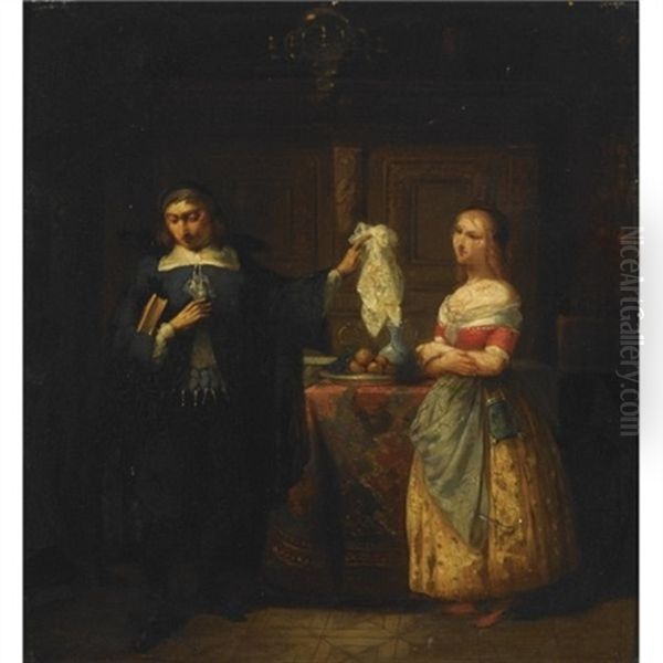 Scene From The Play Tartuffe By Moliere Oil Painting by Alexander Hugo Bakker Korff