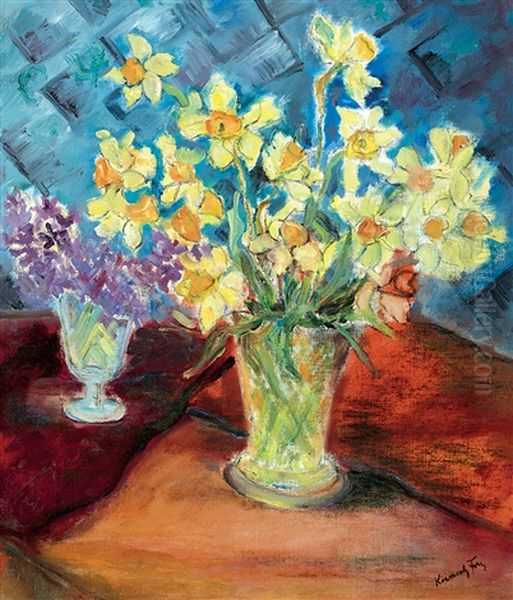 Still-life With Narcissi Oil Painting by Erwin Kormendi-Frim