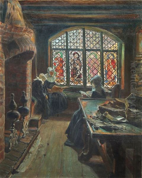In Der Klosterbibliothek Oil Painting by Edmund Koerner