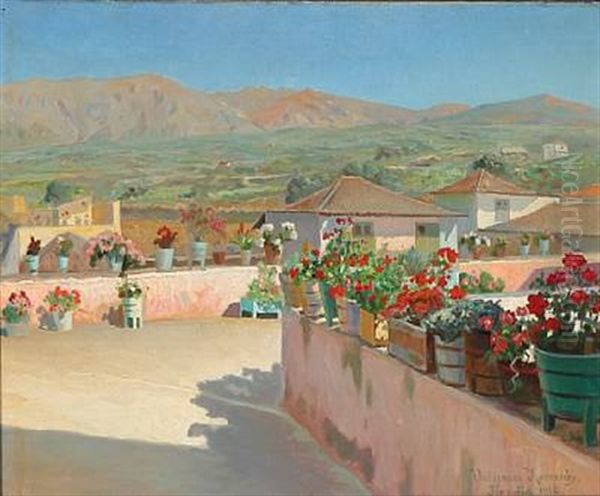View From Tenerife, Spain Oil Painting by Valdemar Kornerup
