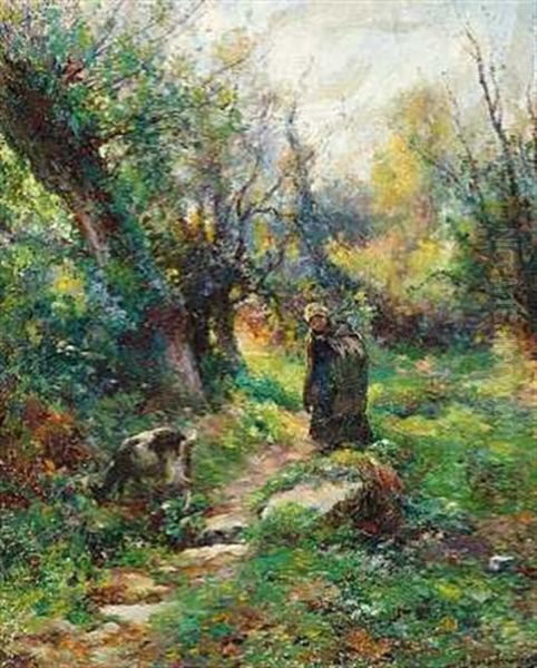 Gardeuse De Chevres Oil Painting by Michel Korochansky