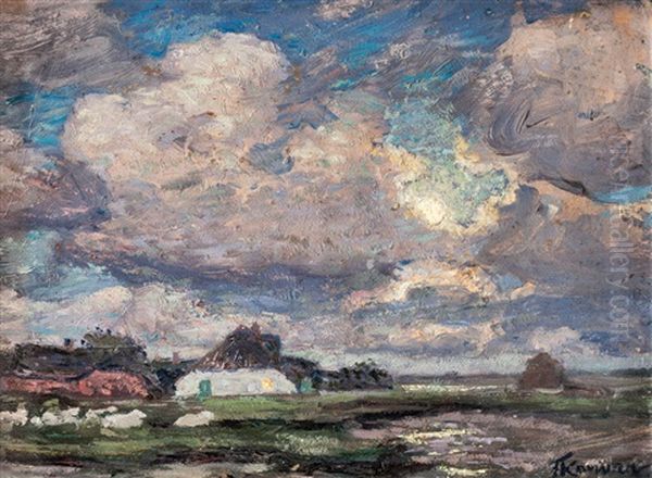 Studie Einer Flachlandschaft Bei Nacht Auf Sylt Oil Painting by Franz Korwan