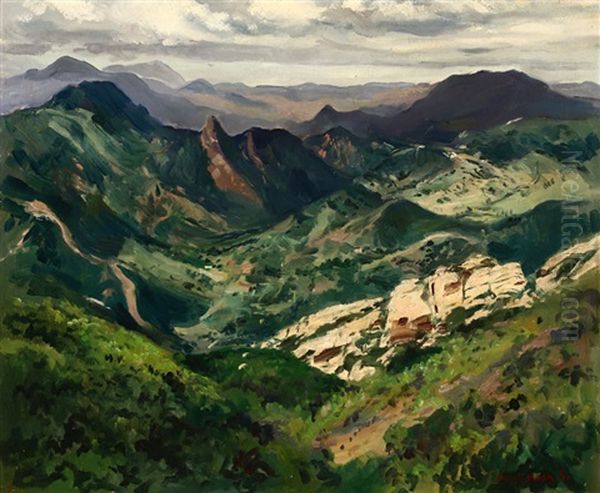 Malibu Hills Oil Painting by Emil Kosa Sr.