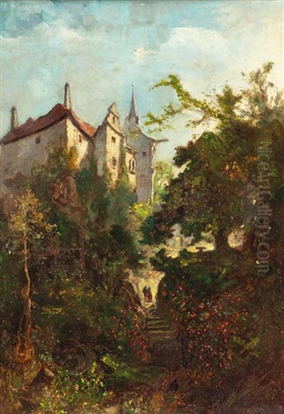 Schloss Klenau Bei Kaffan In Bohmen Oil Painting by Rudolf Koeselitz