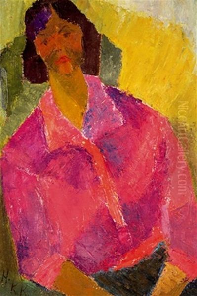 Jeune Femme A La Tunique Rose Oil Painting by Jeanne (Hannah) Freundlich Kosnick-Kloss