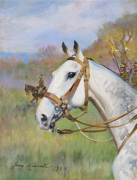Gray Horse Oil Painting by Jerzy Kossak