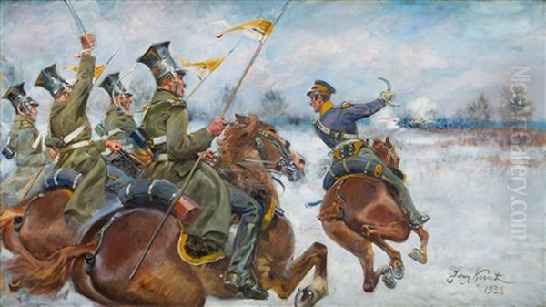 Charge Of The Uhlans Oil Painting by Jerzy Kossak
