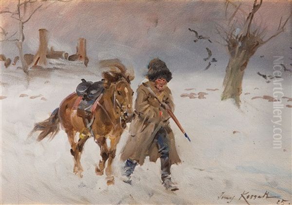Return From Moscow Oil Painting by Jerzy Kossak