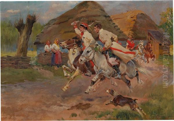 The Ride To The Feast Oil Painting by Jerzy Kossak