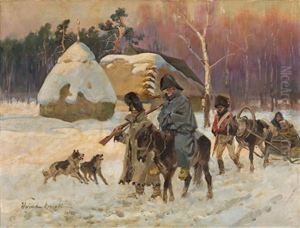 Scena Z Kampanii Napoleonskiej Oil Painting by Jerzy Kossak