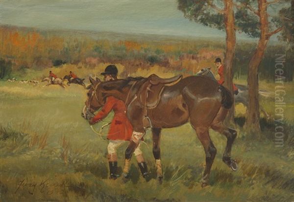 On A Hunt Oil Painting by Jerzy Kossak