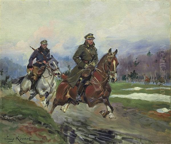 Ulan's Patrol Oil Painting by Jerzy Kossak
