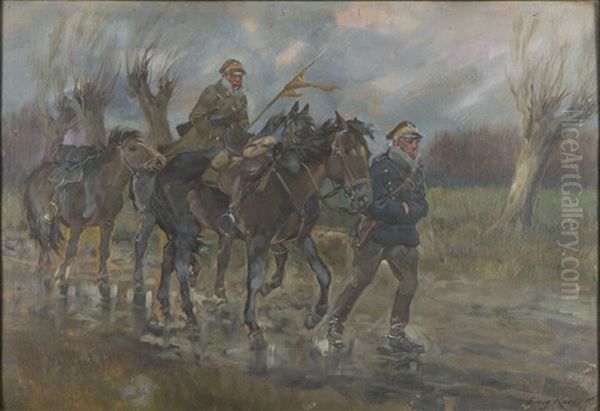 Return From Battle Oil Painting by Jerzy Kossak