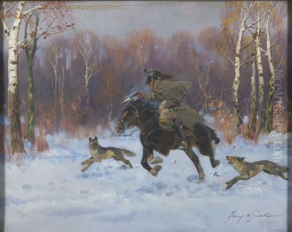 Pursuit Oil Painting by Jerzy Kossak