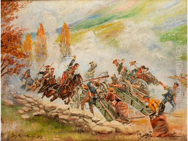 Die Attacke Oil Painting by Jerzy Kossak