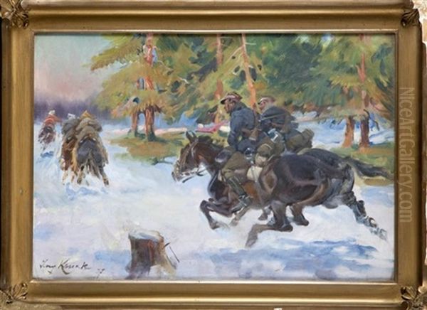 Scena Z Wojny Polsko-bolszewickiej Oil Painting by Jerzy Kossak