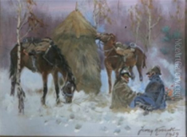 Kavallerister Oil Painting by Jerzy Kossak