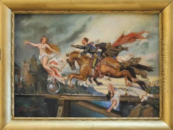 Pogon Za Slawa Oil Painting by Jerzy Kossak