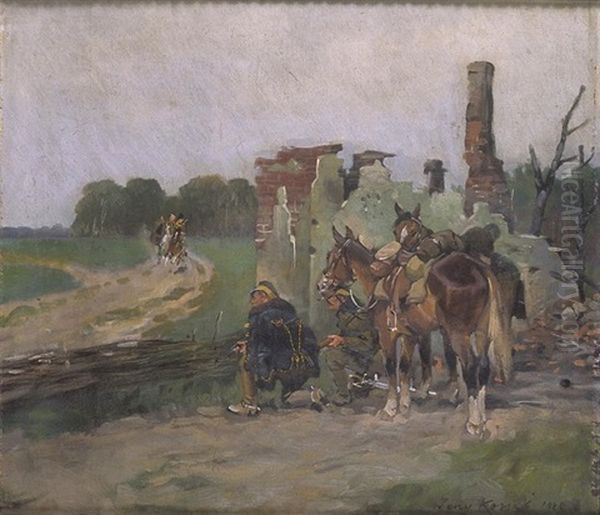 Zasadzka Oil Painting by Jerzy Kossak