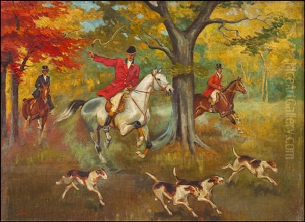 Hunters Oil Painting by Jerzy Kossak