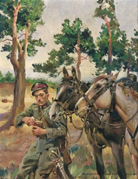 Der Pferdefreund Oil Painting by Jerzy Kossak
