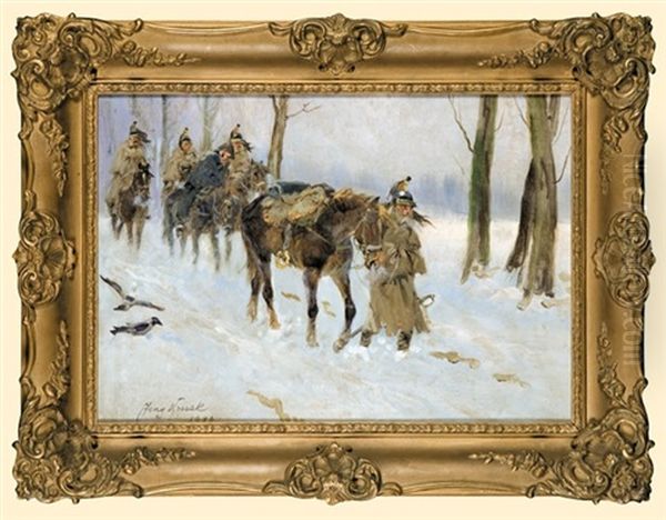 Moscow Retreat Oil Painting by Jerzy Kossak