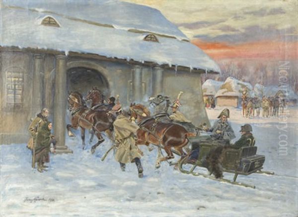 Returning After The Battle Oil Painting by Jerzy Kossak