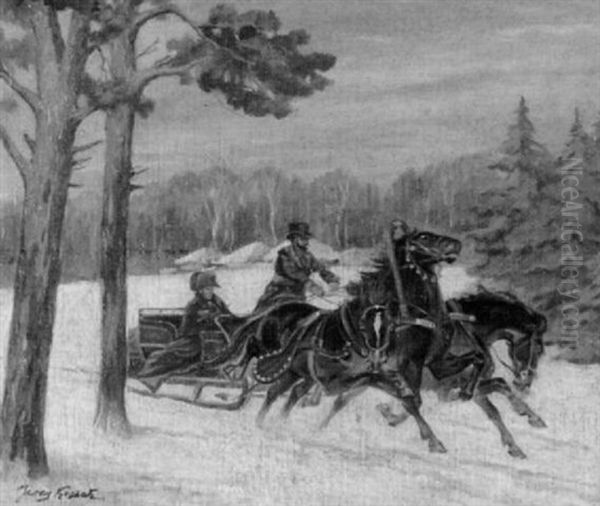 Napoleon In Einem Schlitten In Verschneiter Landschaft Oil Painting by Jerzy Kossak