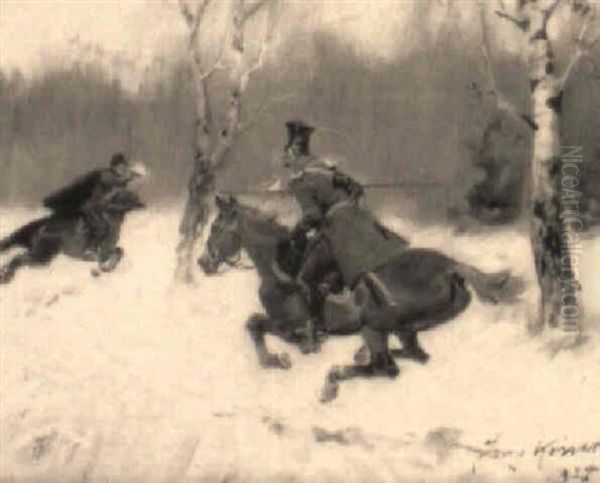 Duell Zu Pferde Oil Painting by Jerzy Kossak