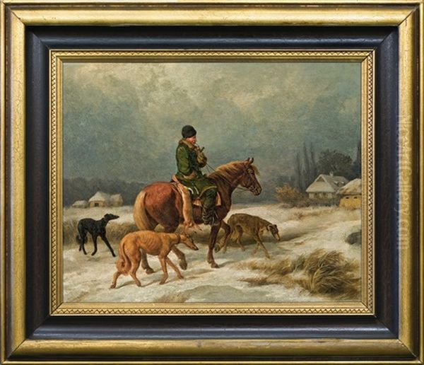 Back From Hunting Oil Painting by Juliusz Kossak