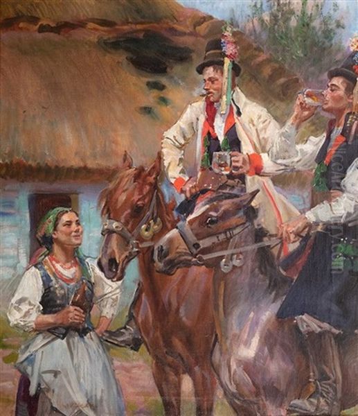 Druzbowie Oil Painting by Woiciech Ritter Von Kossak