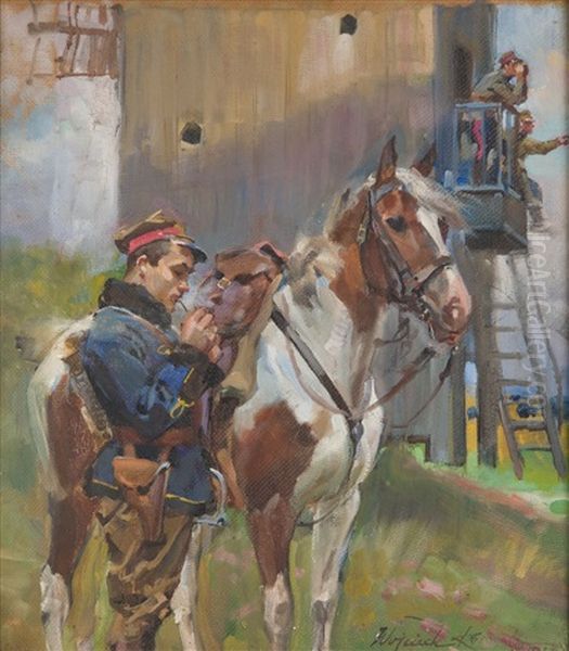 Observation Post Oil Painting by Woiciech Ritter Von Kossak