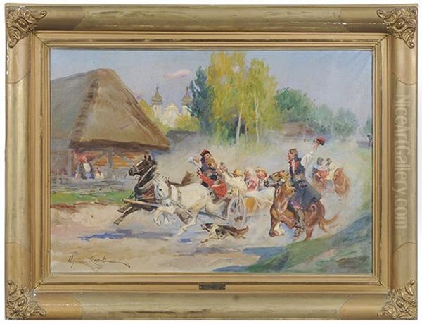 The Wedding Party Oil Painting by Woiciech Ritter Von Kossak