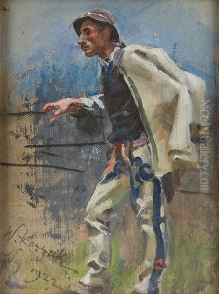 In The Mountains Oil Painting by Woiciech Ritter Von Kossak