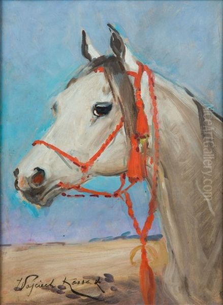 A Study Of A Horse Head Oil Painting by Woiciech Ritter Von Kossak