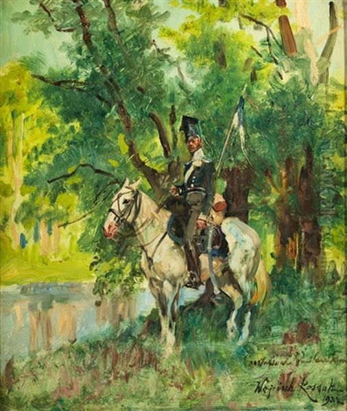 Soldat Hoch Zu Ross Oil Painting by Woiciech Ritter Von Kossak