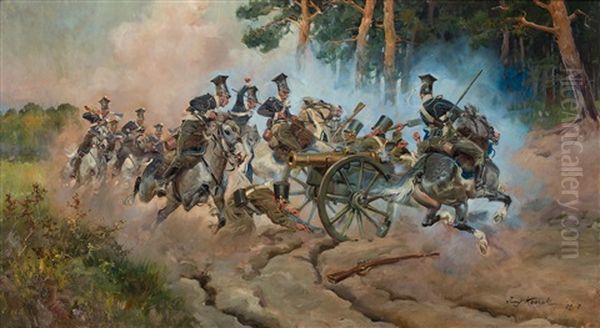 Bitwa Pod Stoczkiem Oil Painting by Woiciech Ritter Von Kossak