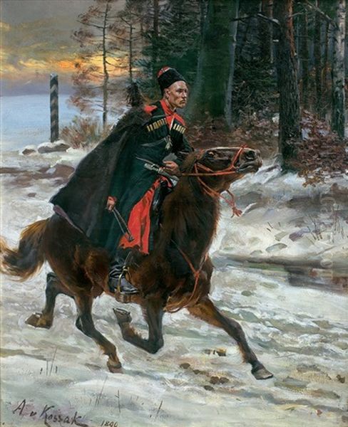 With A Command On A Border Oil Painting by Woiciech Ritter Von Kossak