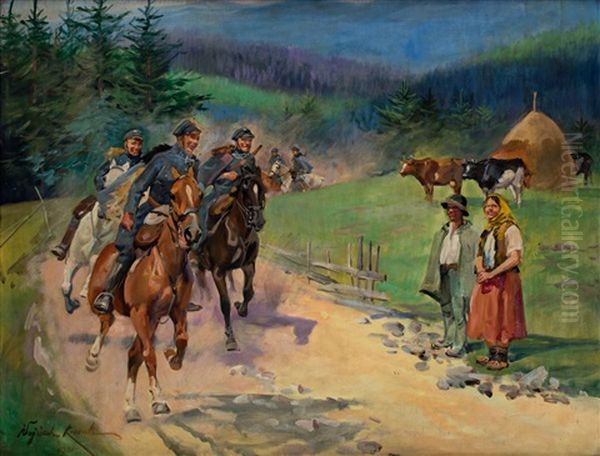 W Galopie Oil Painting by Woiciech Ritter Von Kossak