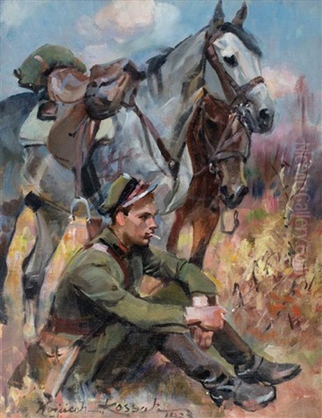 Odpoczynek Ulana Oil Painting by Woiciech Ritter Von Kossak