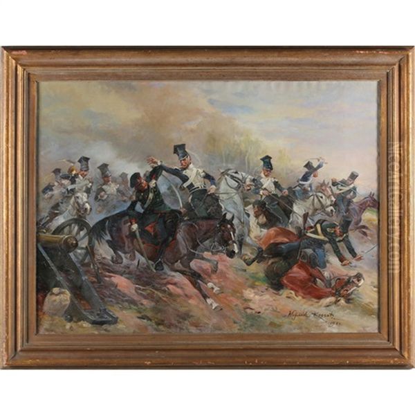 Cavalry Charge Oil Painting by Woiciech Ritter Von Kossak