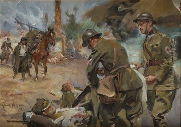 Blessed Soilders Oil Painting by Woiciech Ritter Von Kossak